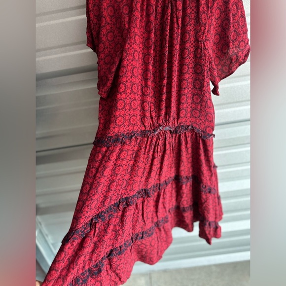 Women’s Gorgeous Red Black Anthropologie Robin Tiered Mini Dress Size 1X - Picture 12 of 14